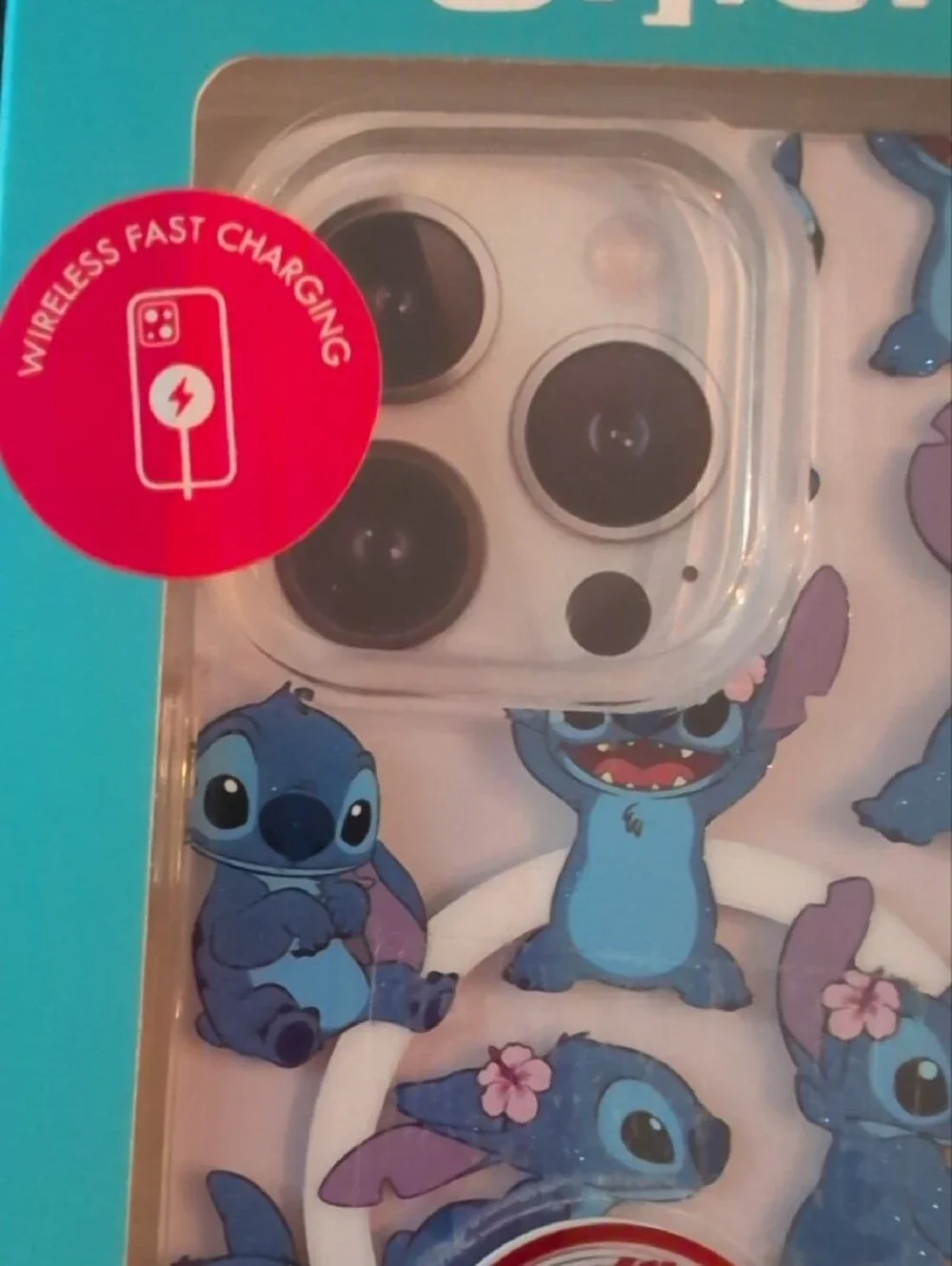 Disney Stitch iPhone 16 Pro Max Case — Blue Stitch on Pink
